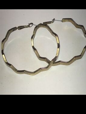 Gold-Tone Zigzag Hoop Earrings - Women's Jewelry